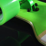 Colour coded longboard wheels, trucks and deck