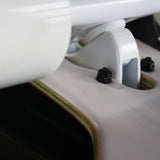 All white colour coded longboard wheels, trucks and deck